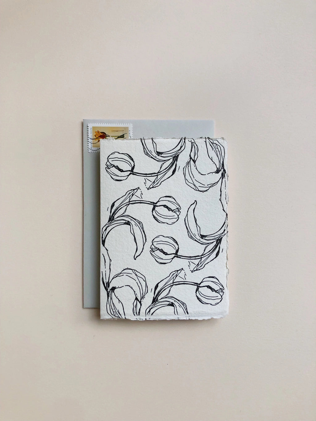Handmade Floral Tulip Pattern Card