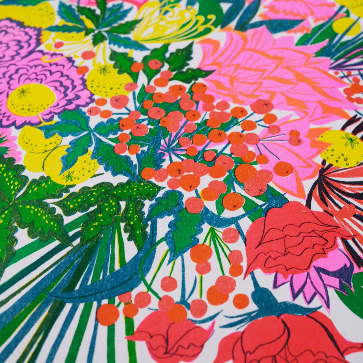 Risograph Print: Greens Bouquet
