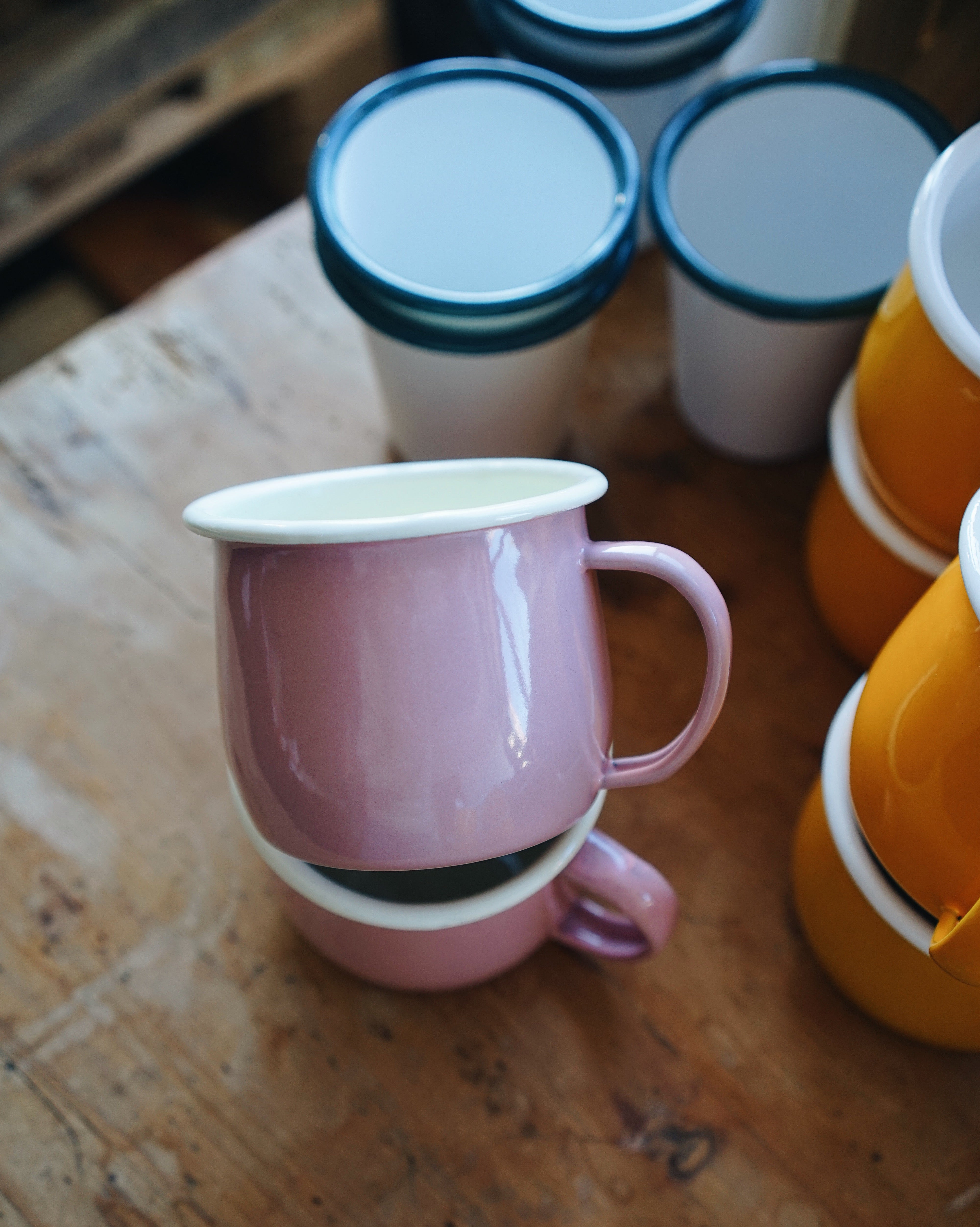 Pink Enamel Belly Mug