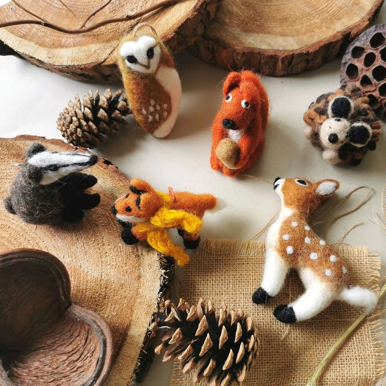 Handmade Fairtrade Felt Red Bushy Squirrel Decoration