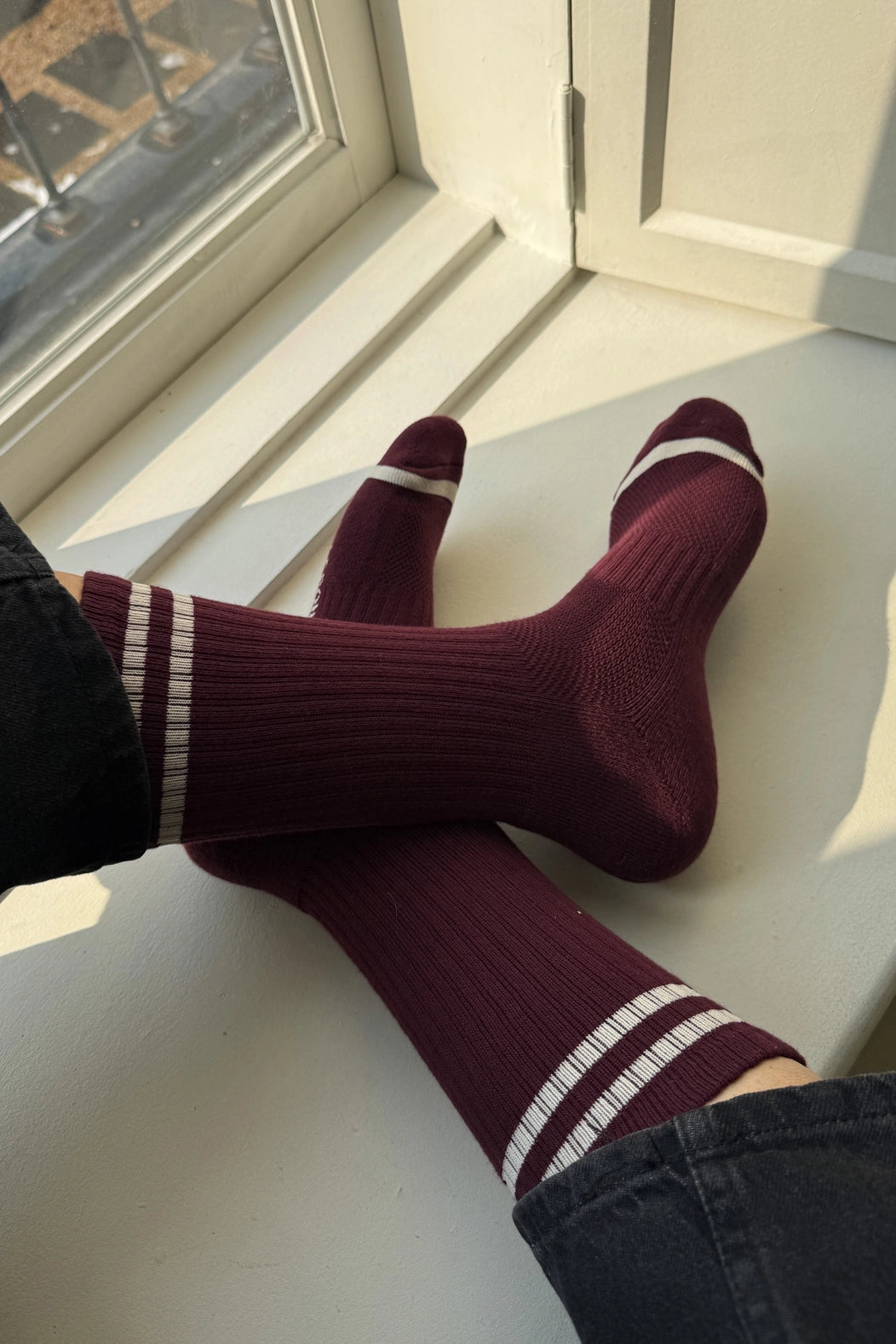 Le Bon Shoppe Maroon Extended Boyfriend Socks