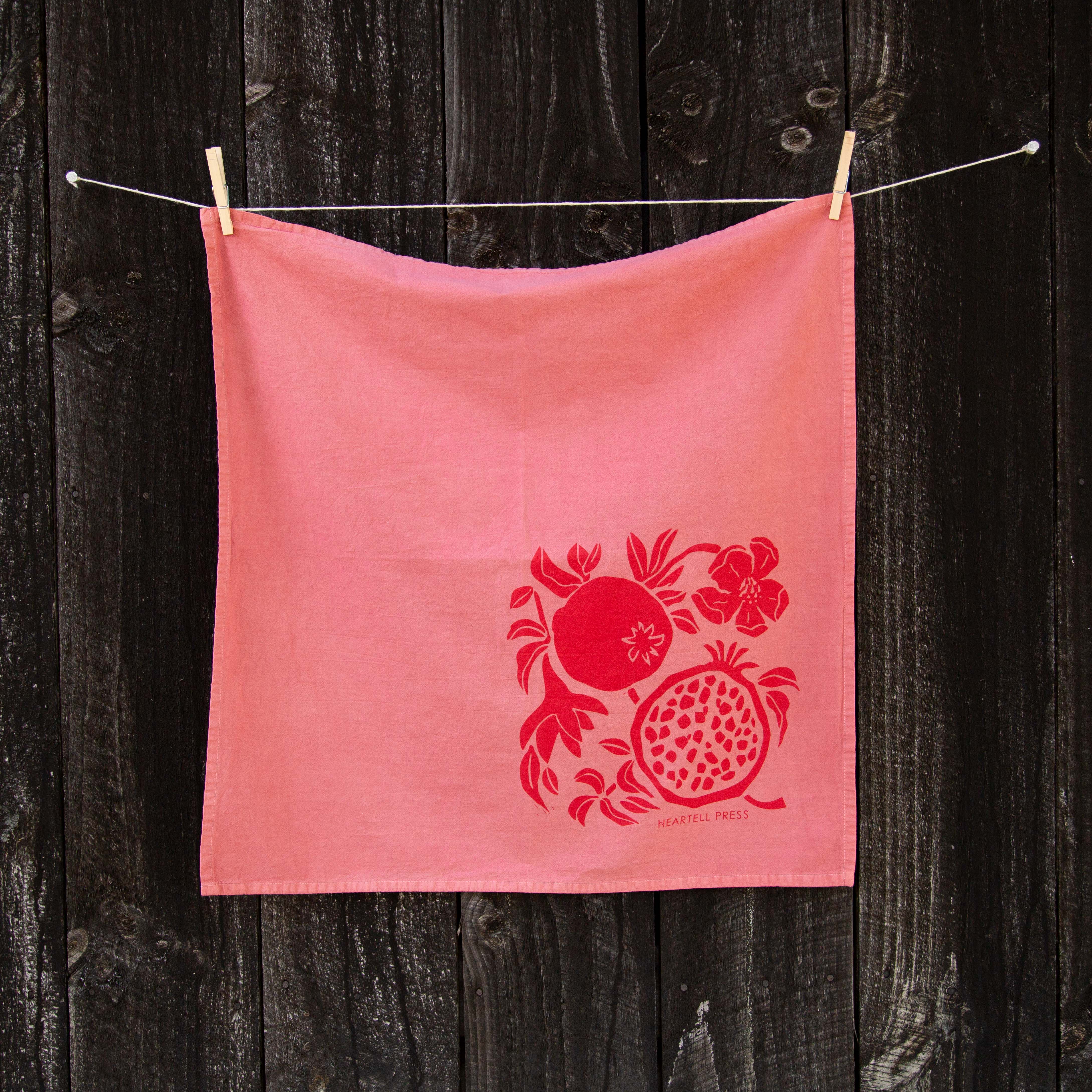 Pomegranate Naturally Dyed Tea Towel