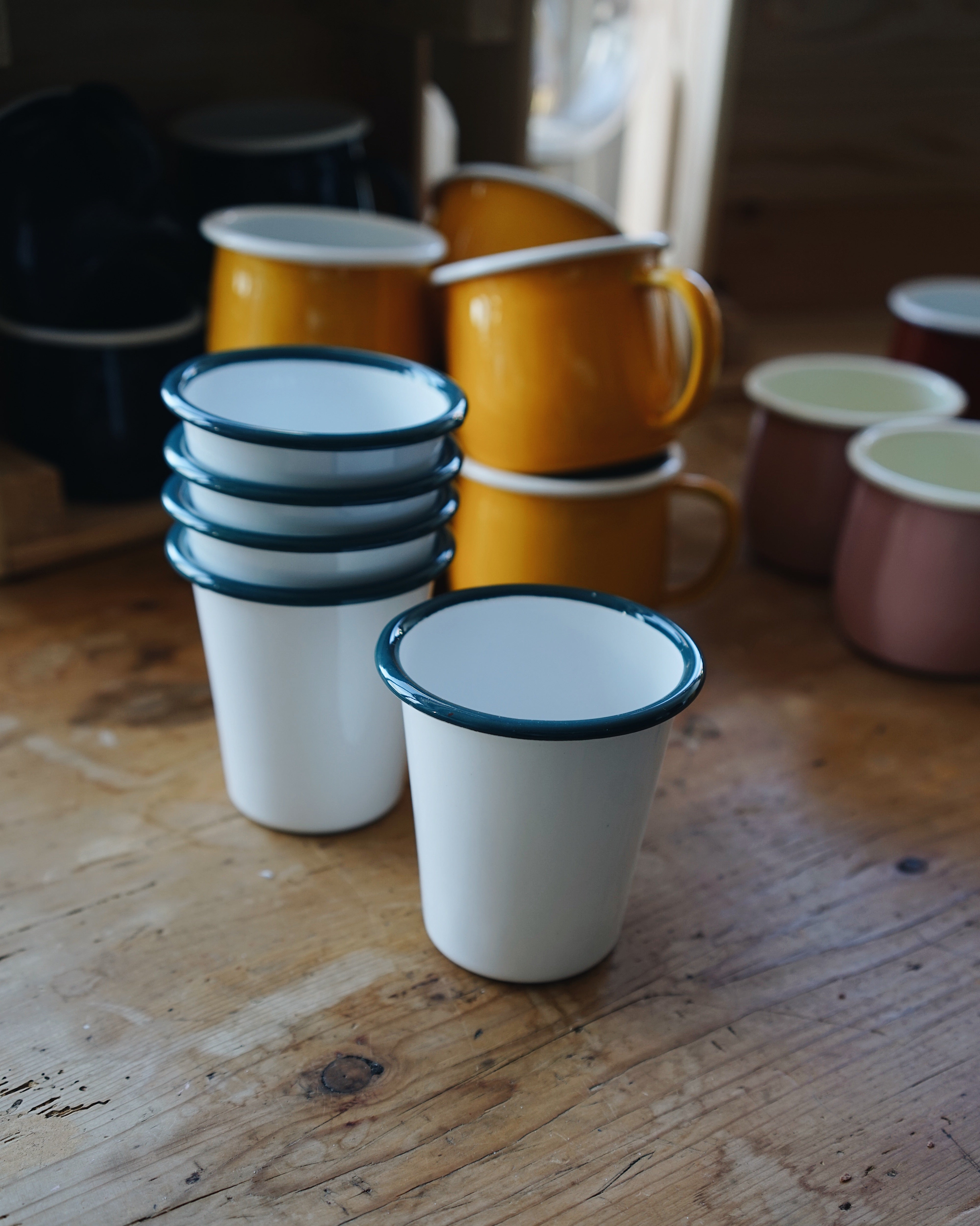 White & Green Enamel Tumbler