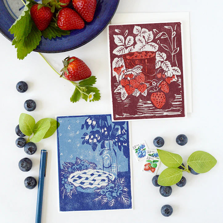 Strawberry Bucket Letterpress Card