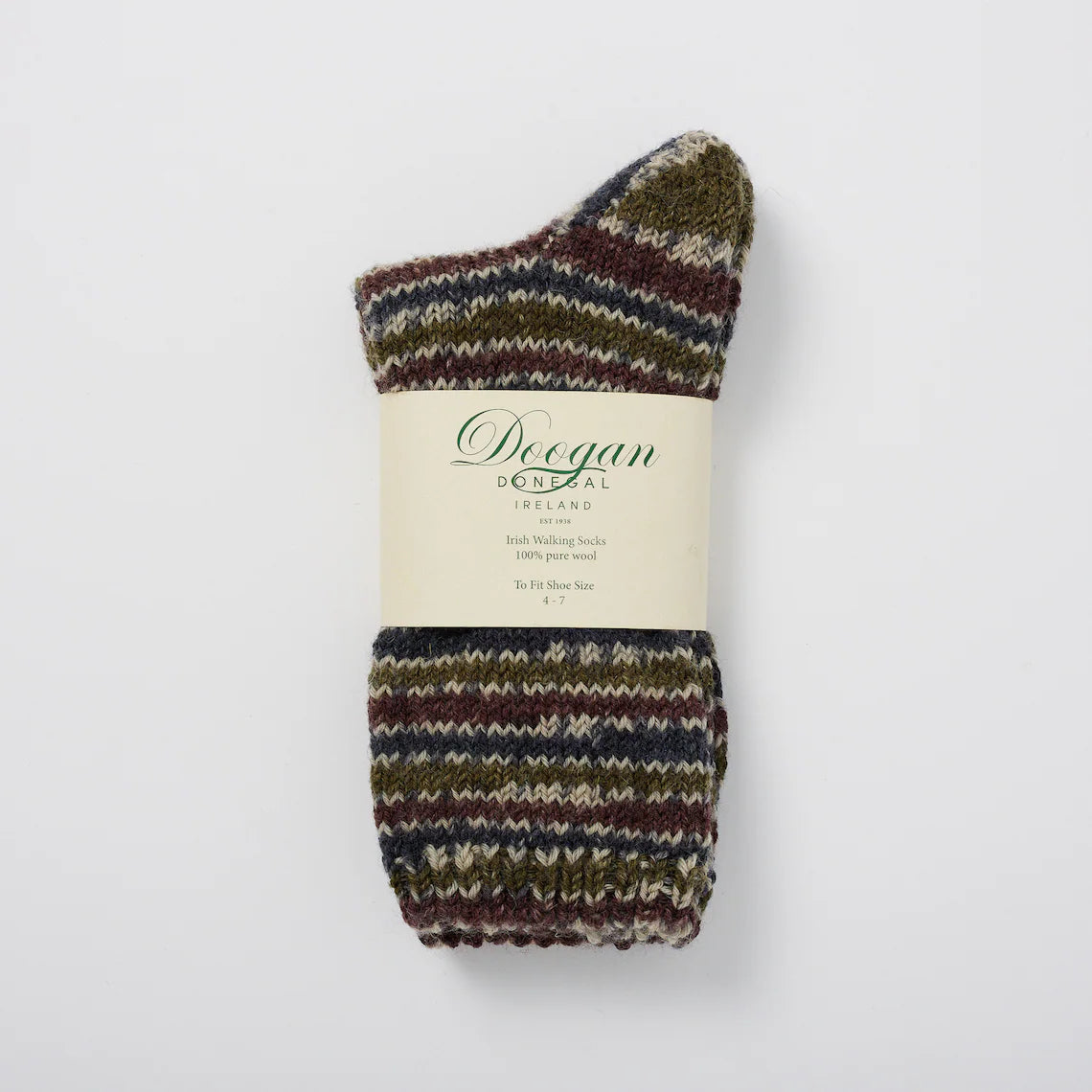 Fair Isle 100% Wool Socks - Navy & Maroon Medium