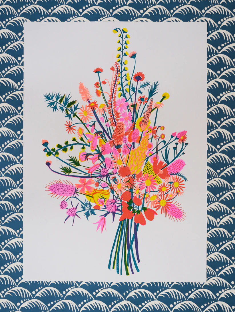 Risograph Print: Pink Bouquet